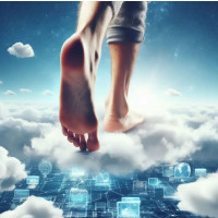Foot on cloud